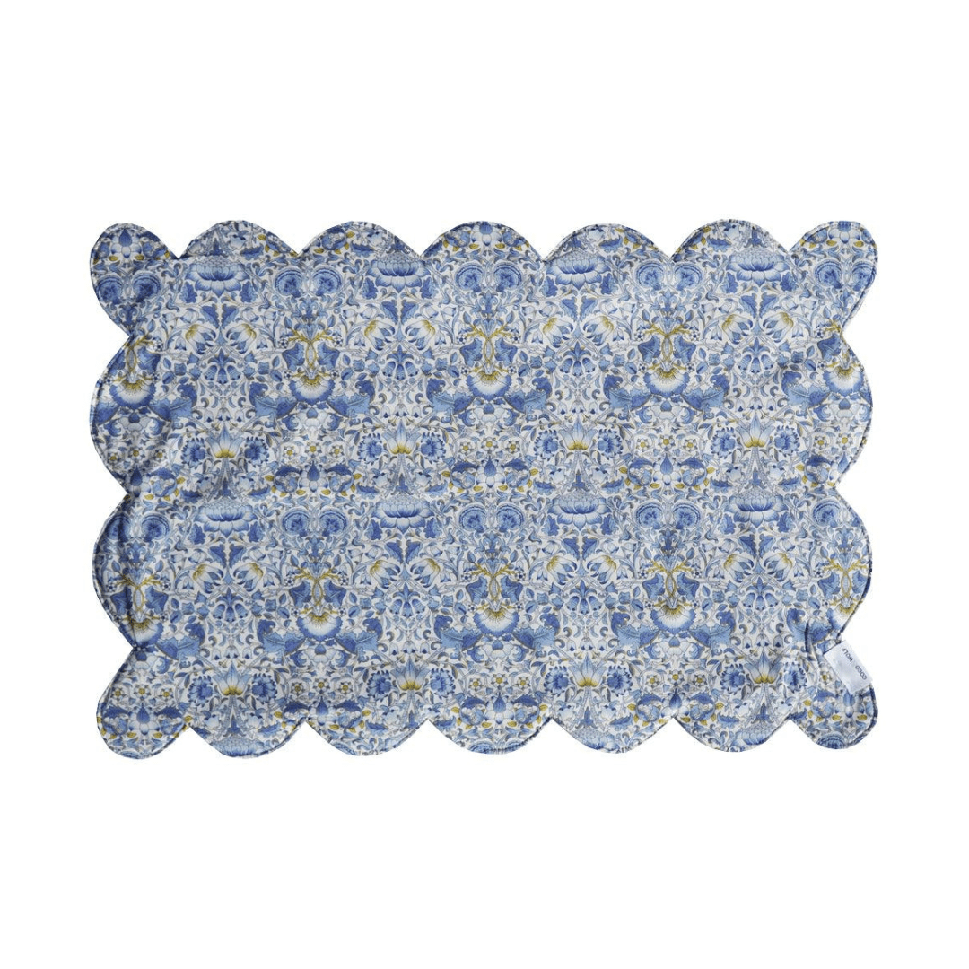 Reversible Scalloped Placemat Made With Liberty Fabric Lodden China Blue & Sambourne Yellow