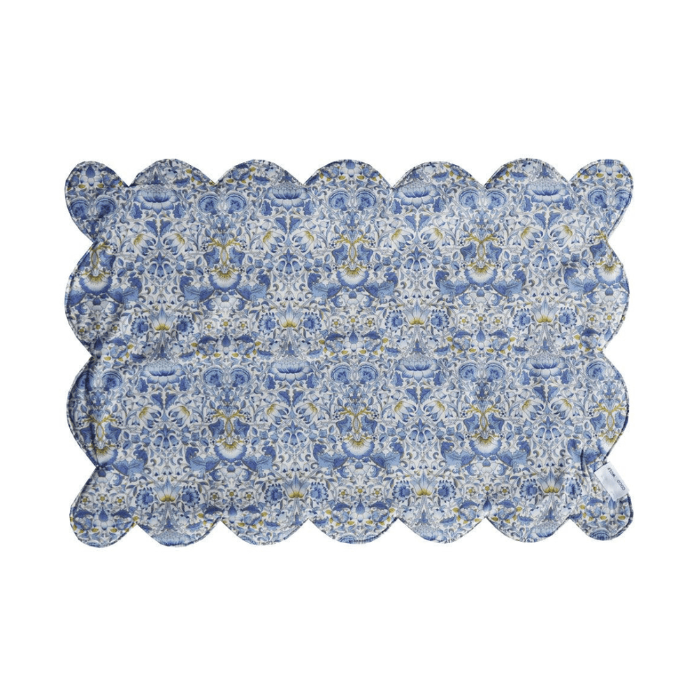 Reversible Scalloped Placemat Made With Liberty Fabric Lodden China Blue & Sambourne Yellow