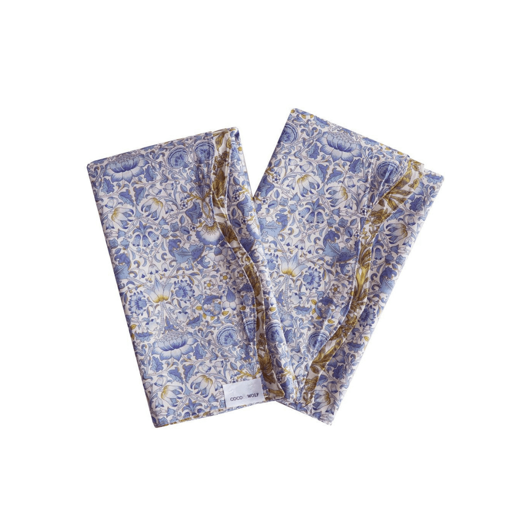 Reversible Wavy Napkin Set Made With Liberty Fabric Lodden China Blue & Sambourne Yellow