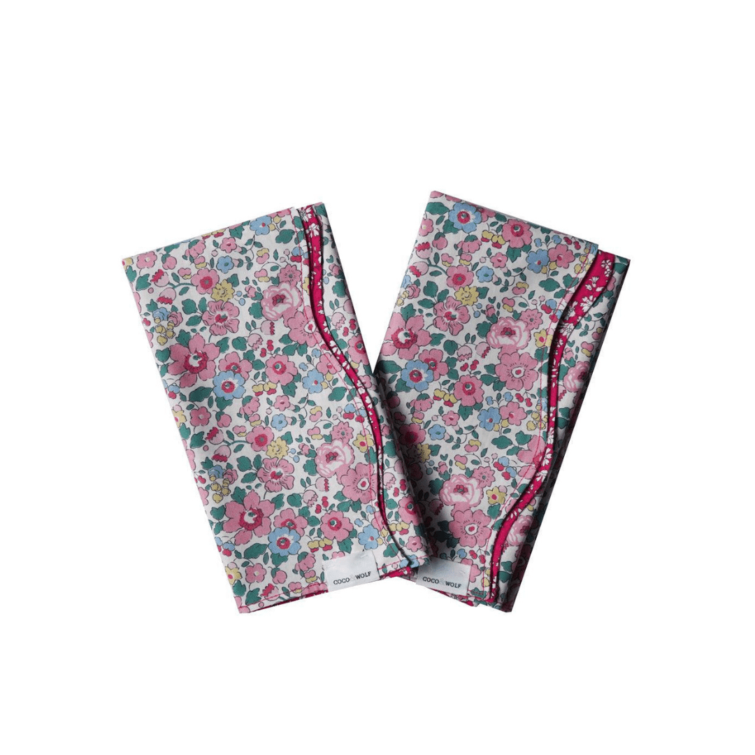 Reversible Wavy Napkin Set Made With Liberty Fabric Betsy Candy Floss & Capel