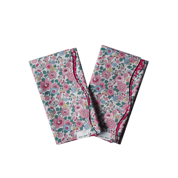 Reversible Wavy Napkin Set made with Liberty Fabric Betsy Blossom Pink & Capel