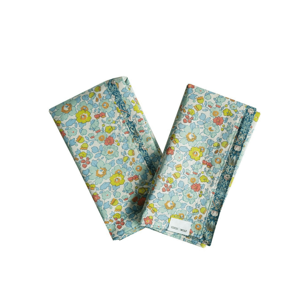 Reversible Stitch Napkin Set Made With Liberty Fabric Betsy Sage & Strawberry Thief