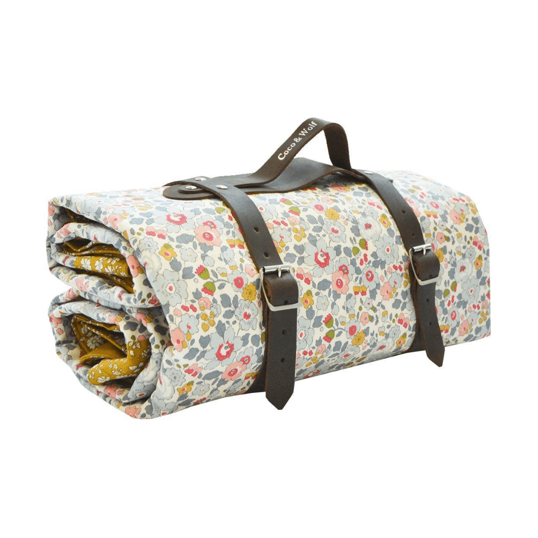 Picnic Blanket Made With Liberty Fabric Betsy Grey & Capel Mustard