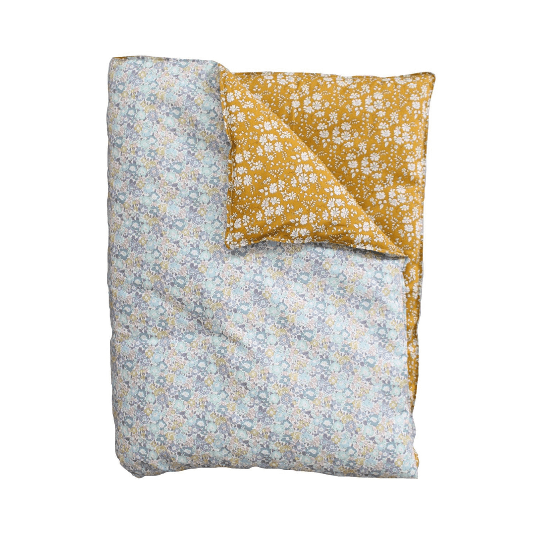 Reversible Heirloom Quilt Made With Liberty Fabric Michelle Sea Green & Capel Mustard