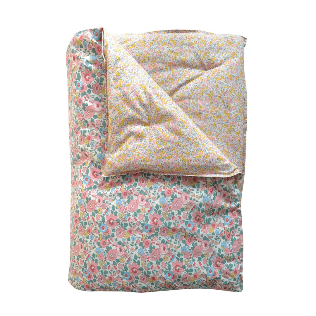 Reversible Heirloom Quilt Made With Liberty Fabric Betsy Candy Floss & Wiltshire Bud Pink