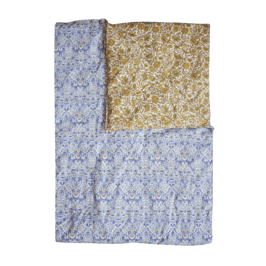 Reversible Heirloom Quilt Made With Liberty Fabric Lodden China Blue & Sambourne Yellow