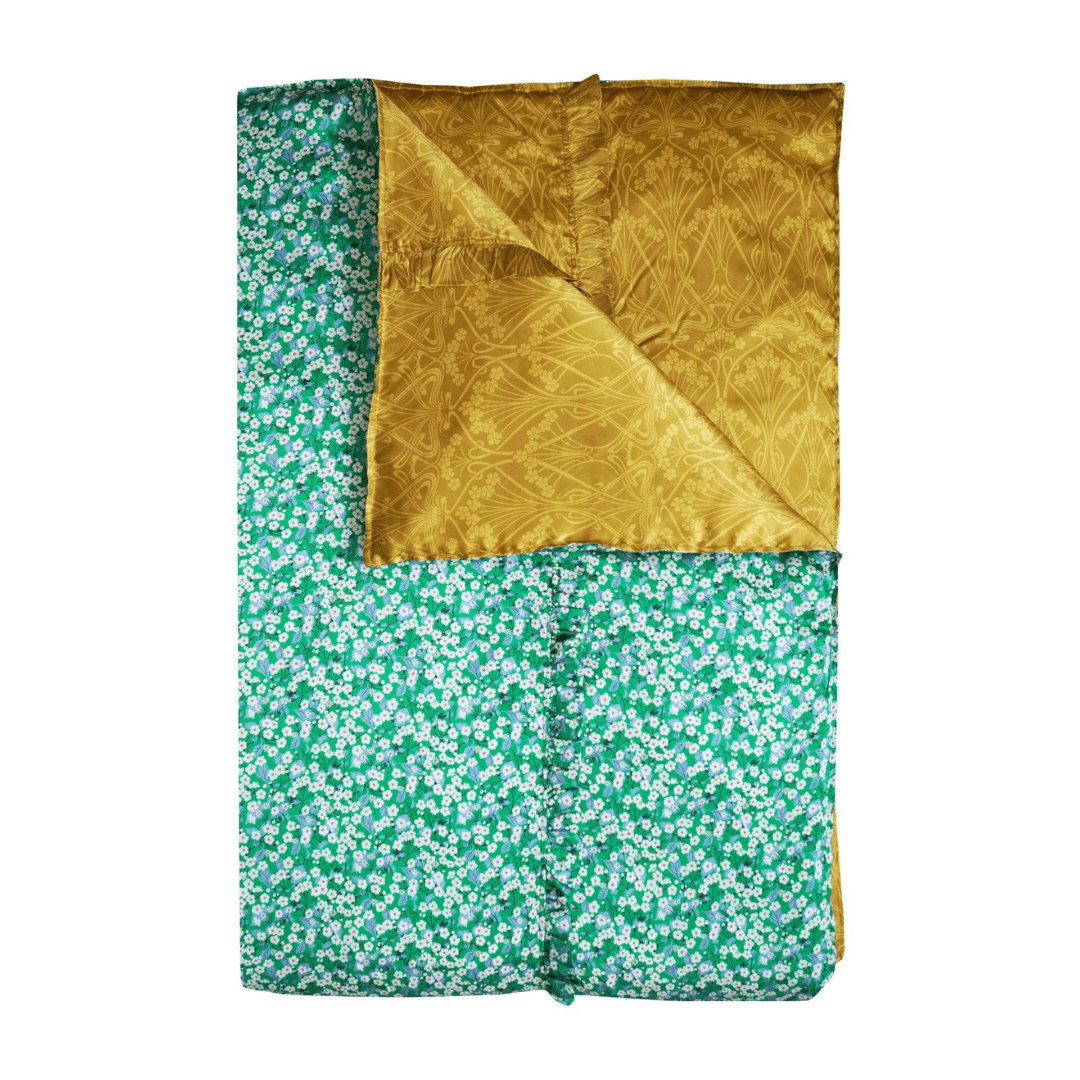 Reversible Silk Ruffle Edge Heirloom Quilt Made With Liberty Fabric Mitsi & Nouveau Ianthe