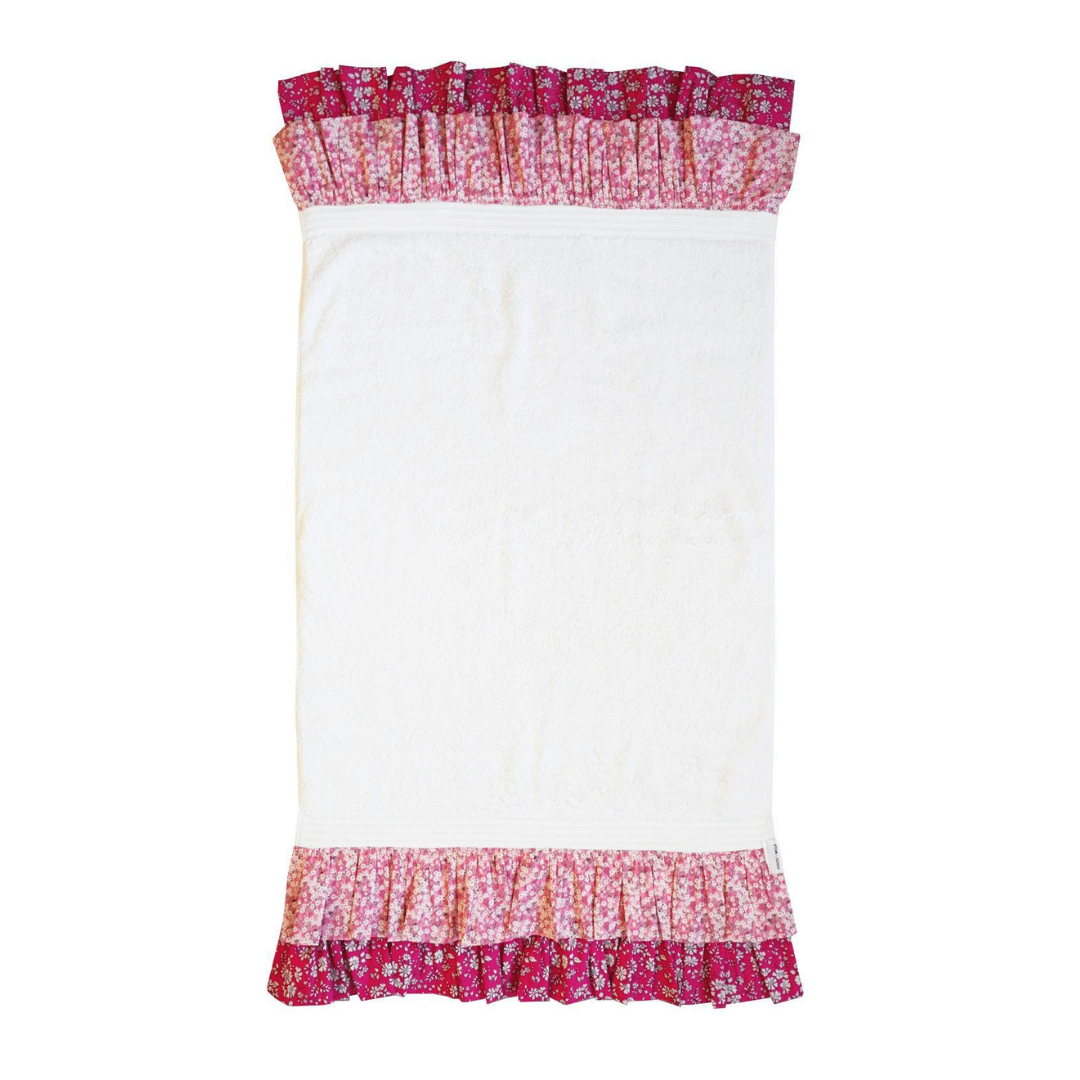 Ruffle Edge Towel Made With Liberty Fabric Mitsi Valeria & Capel Fuchsia Pink