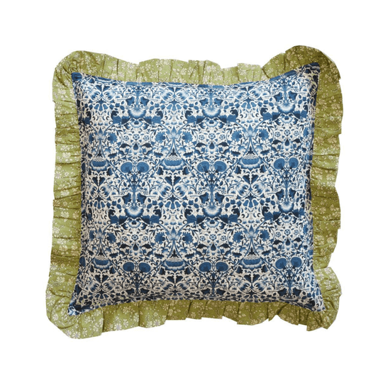Ruffle Cushion Made With Liberty Fabric Lodden & Capel Pistachio