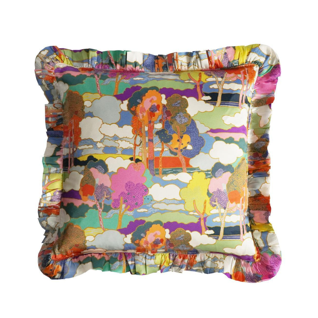 Silk Ruffle Cushion Made With Liberty Fabric Prospect Road