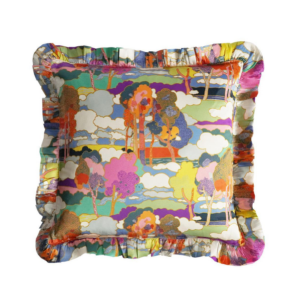 Silk Ruffle Cushion Made With Liberty Fabric Prospect Road