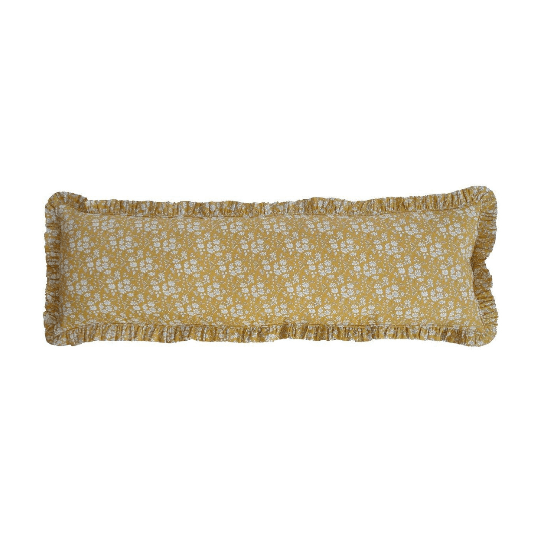 Ruffle Bolster Lumbar Cushion Made With Liberty Fabric Capel Mustard