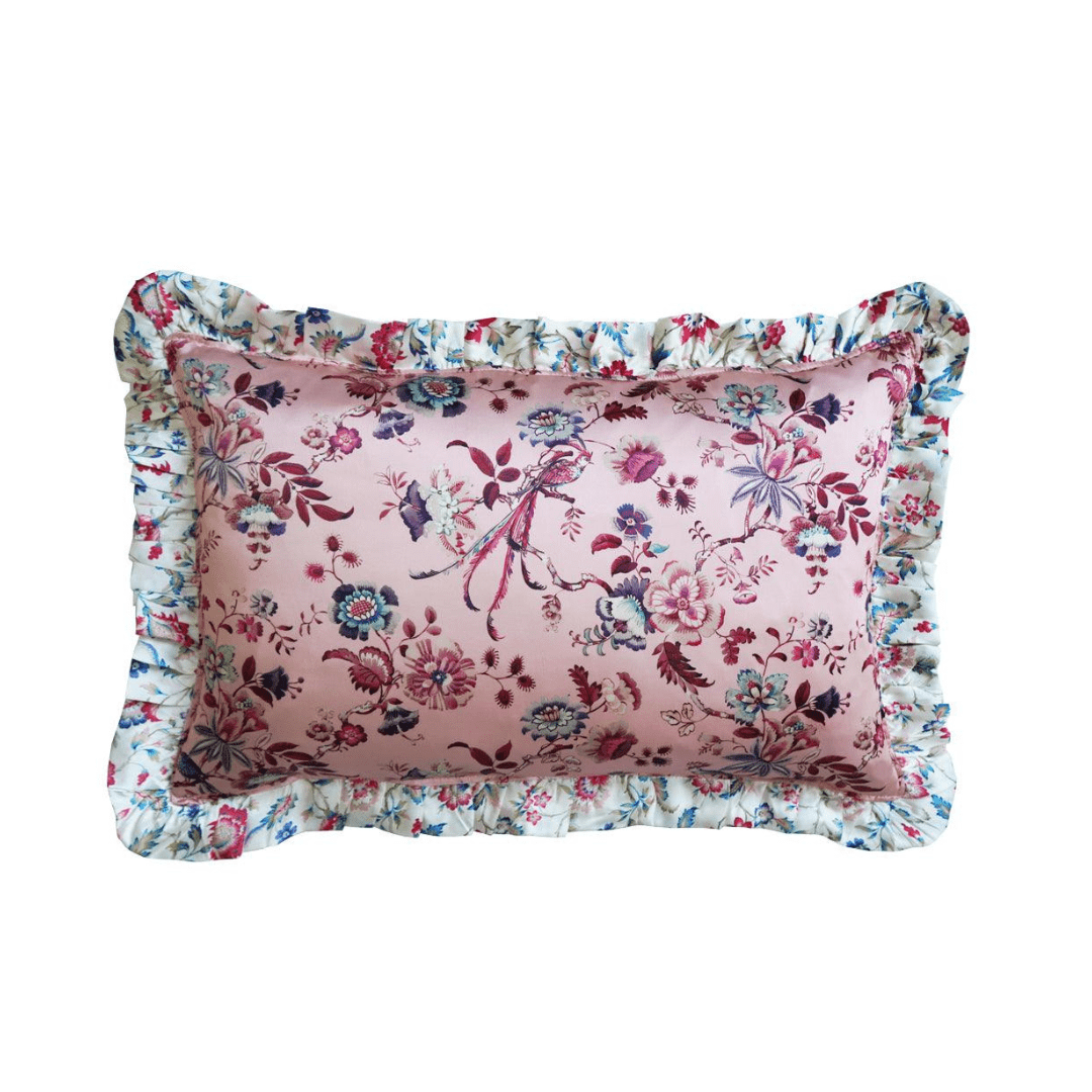 Silk Oblong Ruffle Cushion Made With Liberty Fabric Jannah & Eva Belle