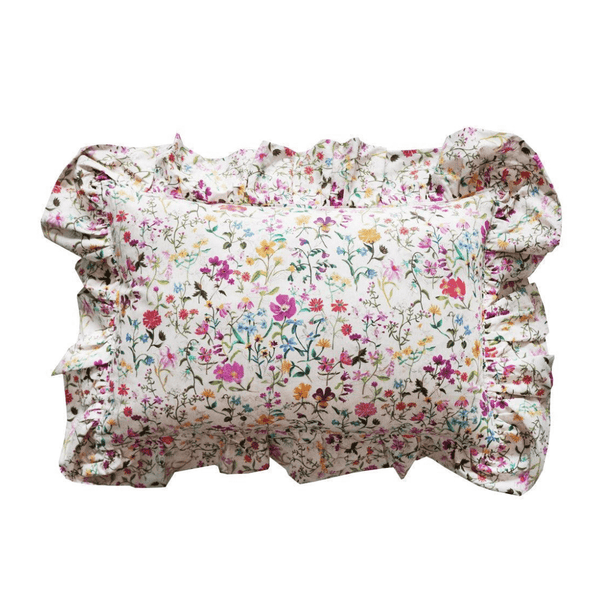 Oblong Ruffle Cushion Made With Liberty Fabric Linen Garden
