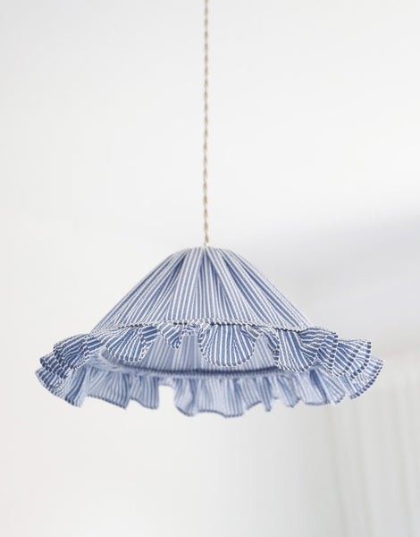 Petite Emilia Fine-Striped Conical Ruffle Lampshade "Marina"