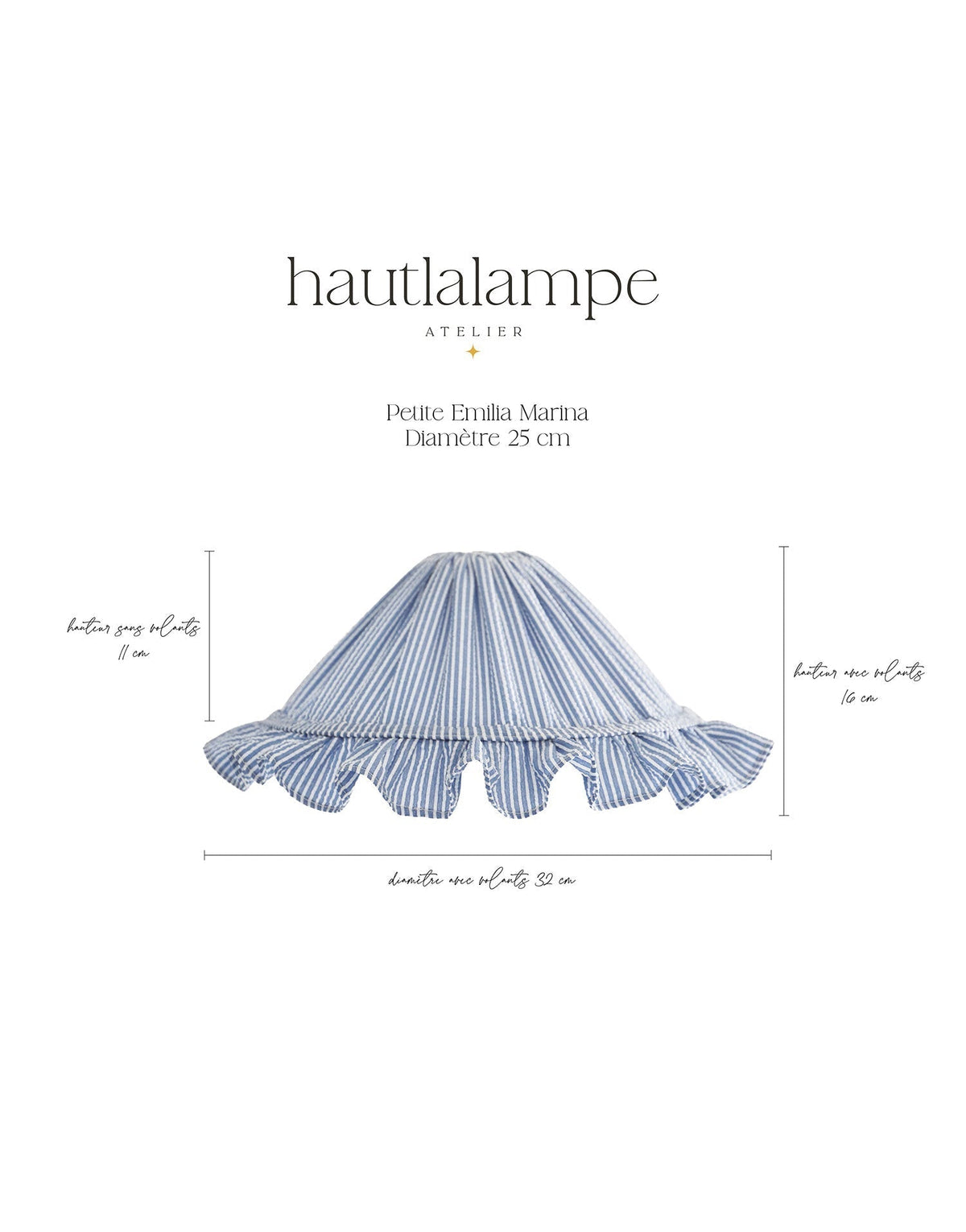 Petite Emilia Fine-Striped Conical Ruffle Lampshade "Marina"