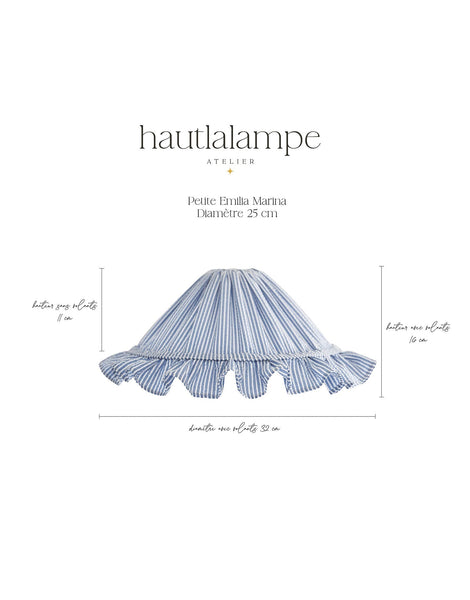 Petite Emilia Fine-Striped Conical Ruffle Lampshade "Marina"