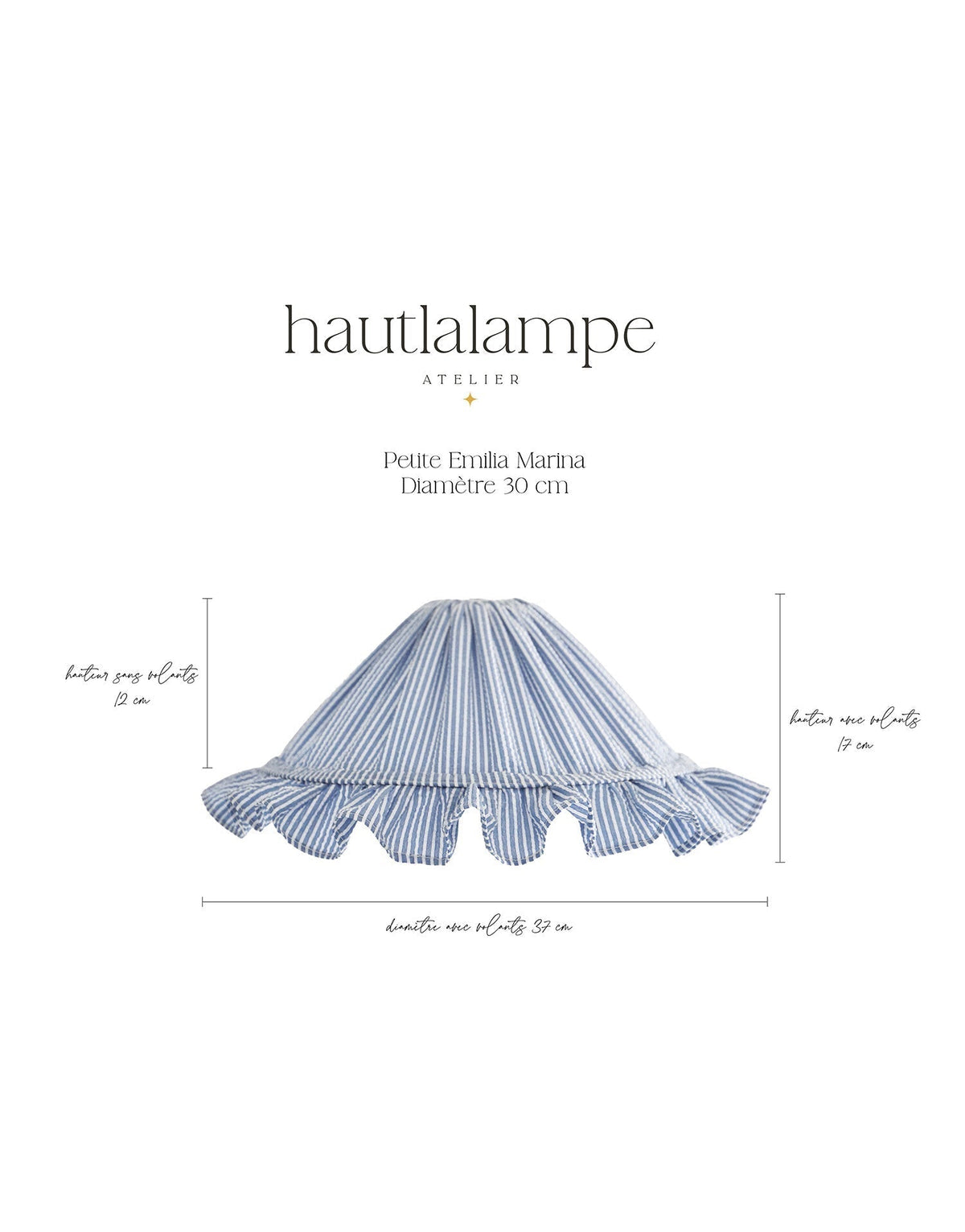 Petite Emilia Fine-Striped Conical Ruffle Lampshade "Marina"