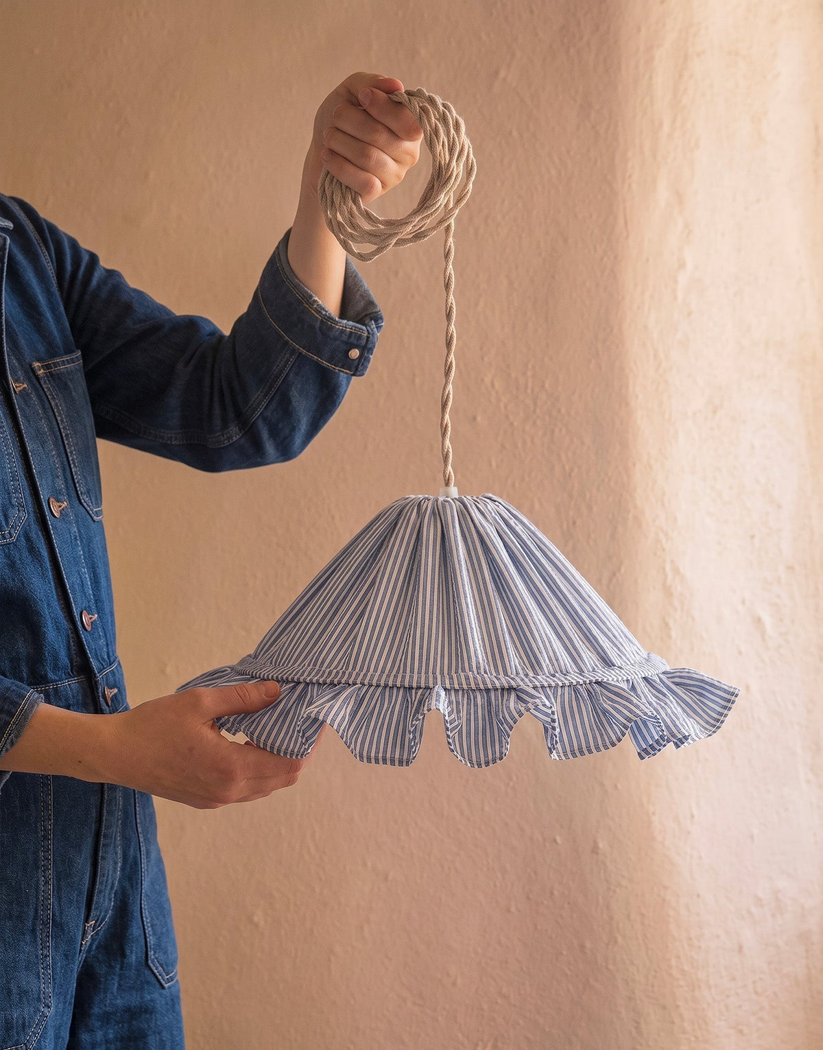 Petite Emilia Fine-Striped Conical Ruffle Lampshade "Marina"