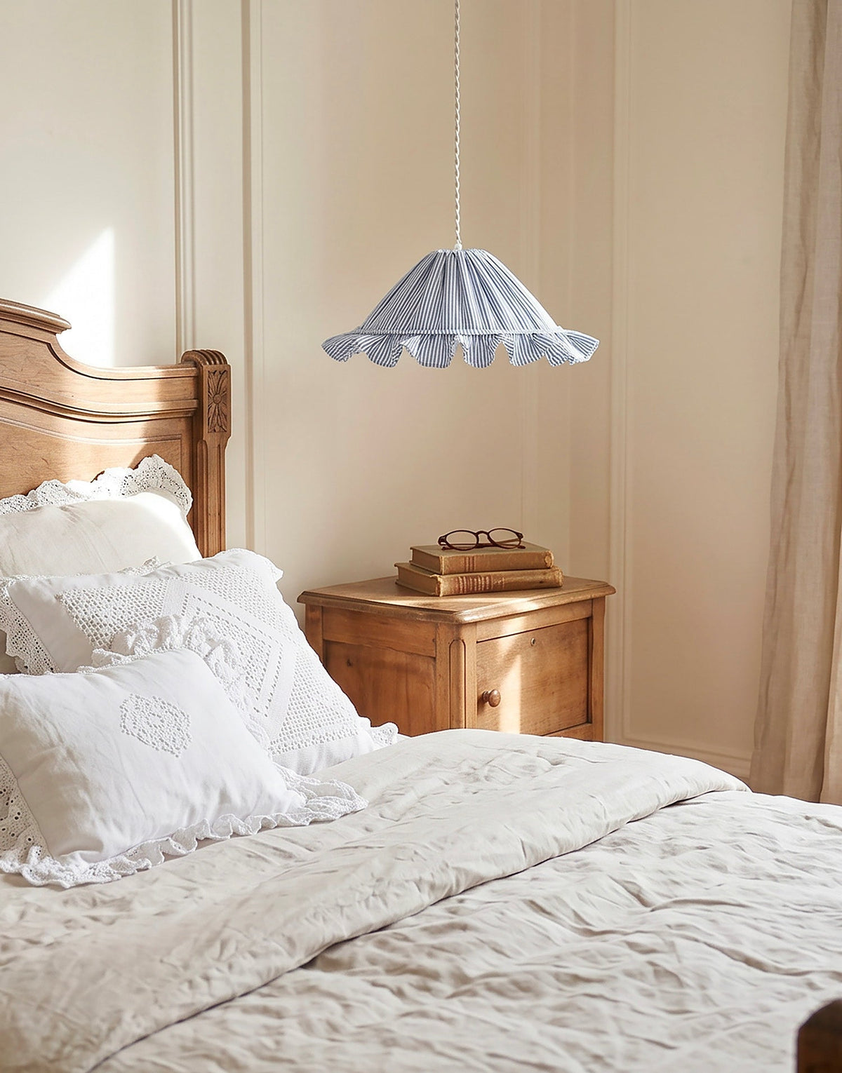Petite Emilia Fine-Striped Conical Ruffle Lampshade "Marina"
