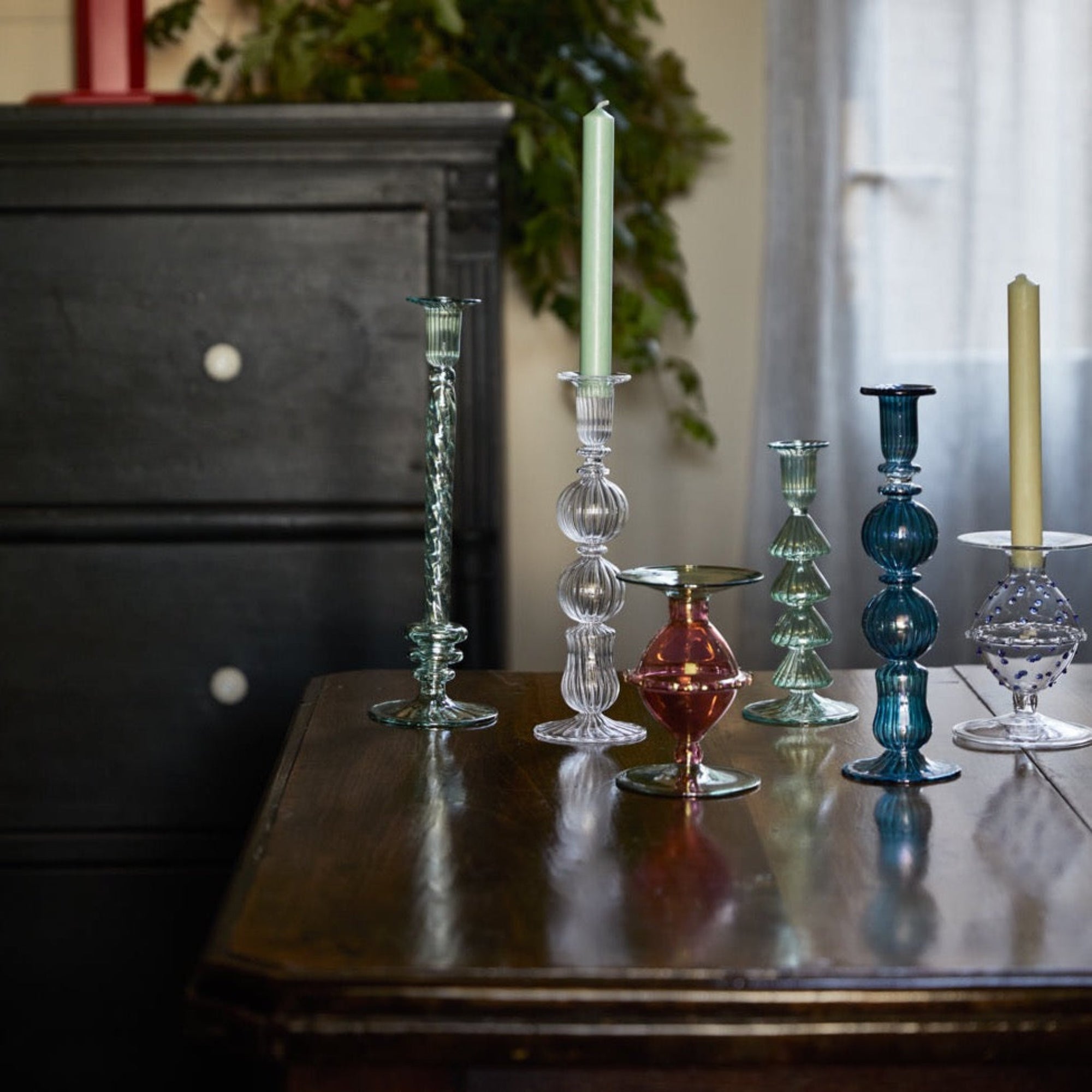 Pharaoh Glass Candlestick - Pink