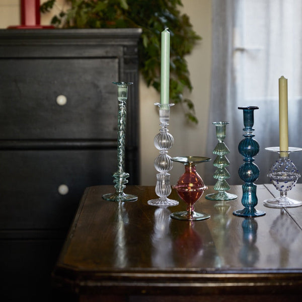 Pharaoh Glass Candlestick - Pink