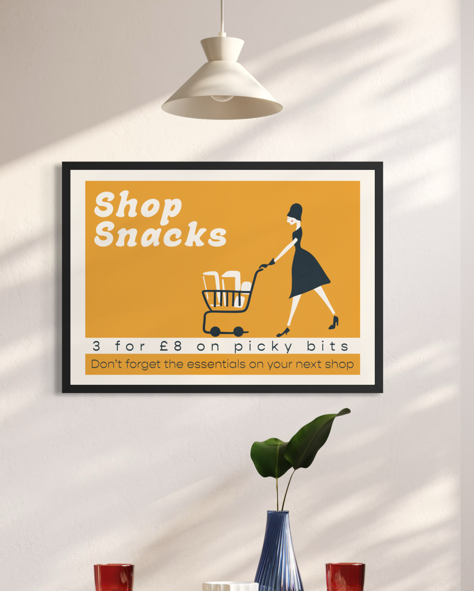A framed retro-style snack advertisement poster. Gift for her. Gift for friends