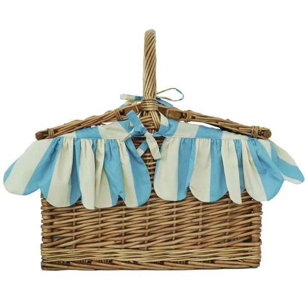 Rectangular Picnic Basket Hamper made with Liberty Fabric VACATION STRIPE - Coco & Wolf