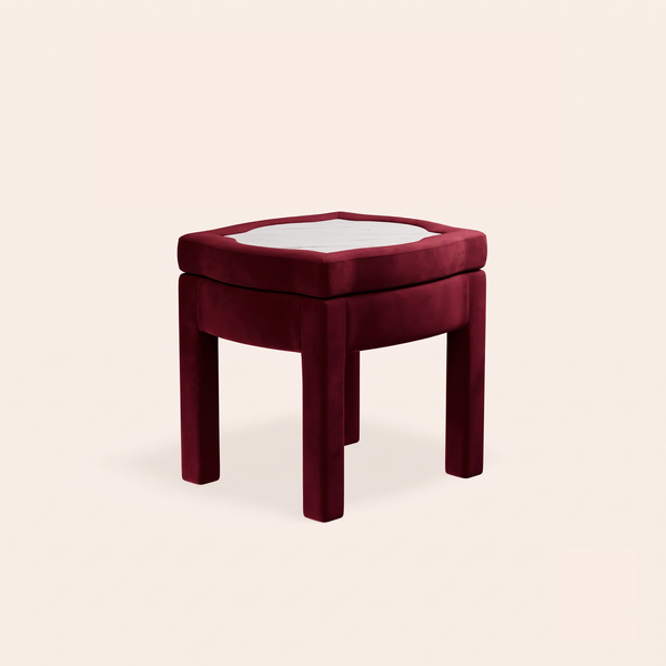 Piero Footstool, Burgundy Velvet