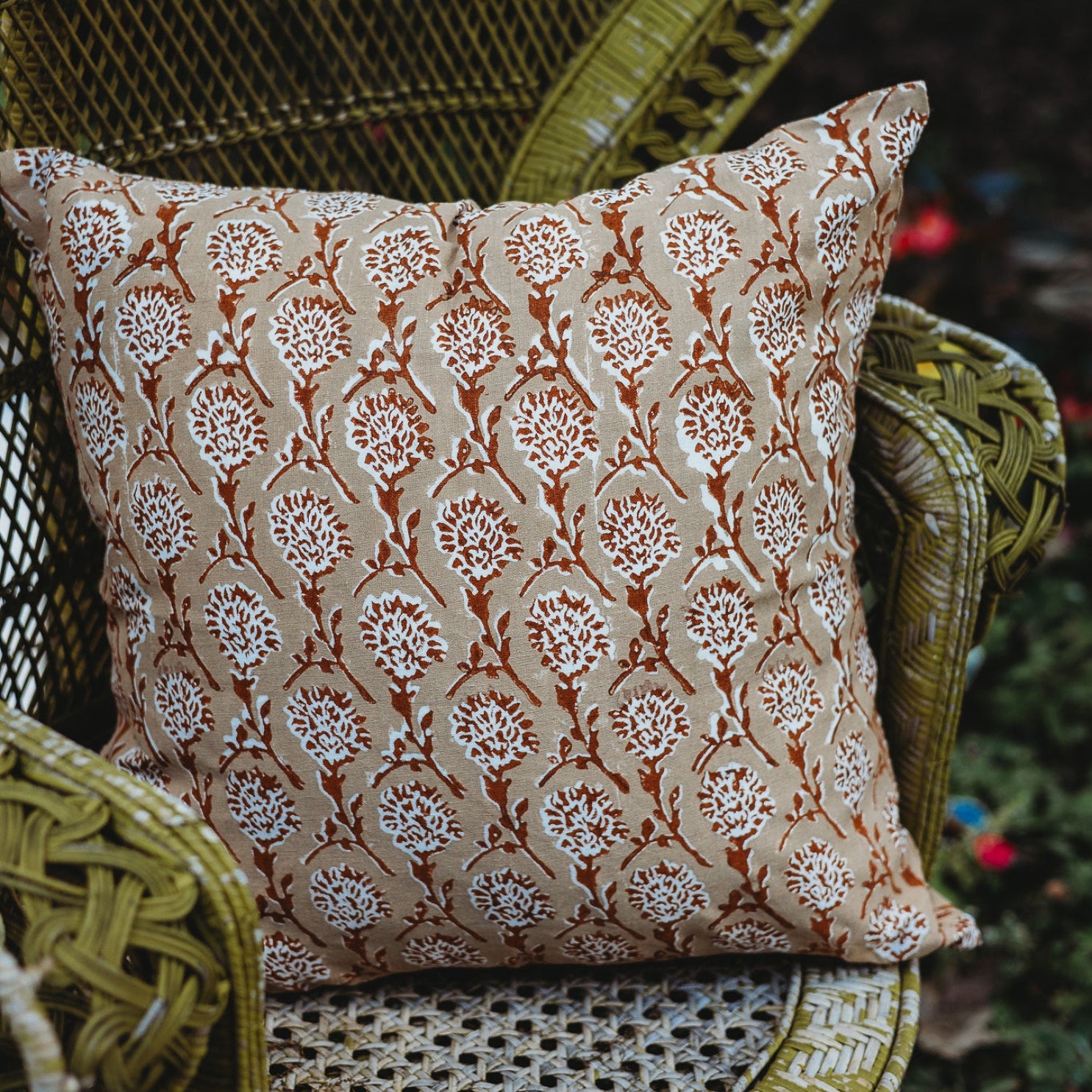 Nikhar Pure Linen Throw Pillow Cover - Chai Brown