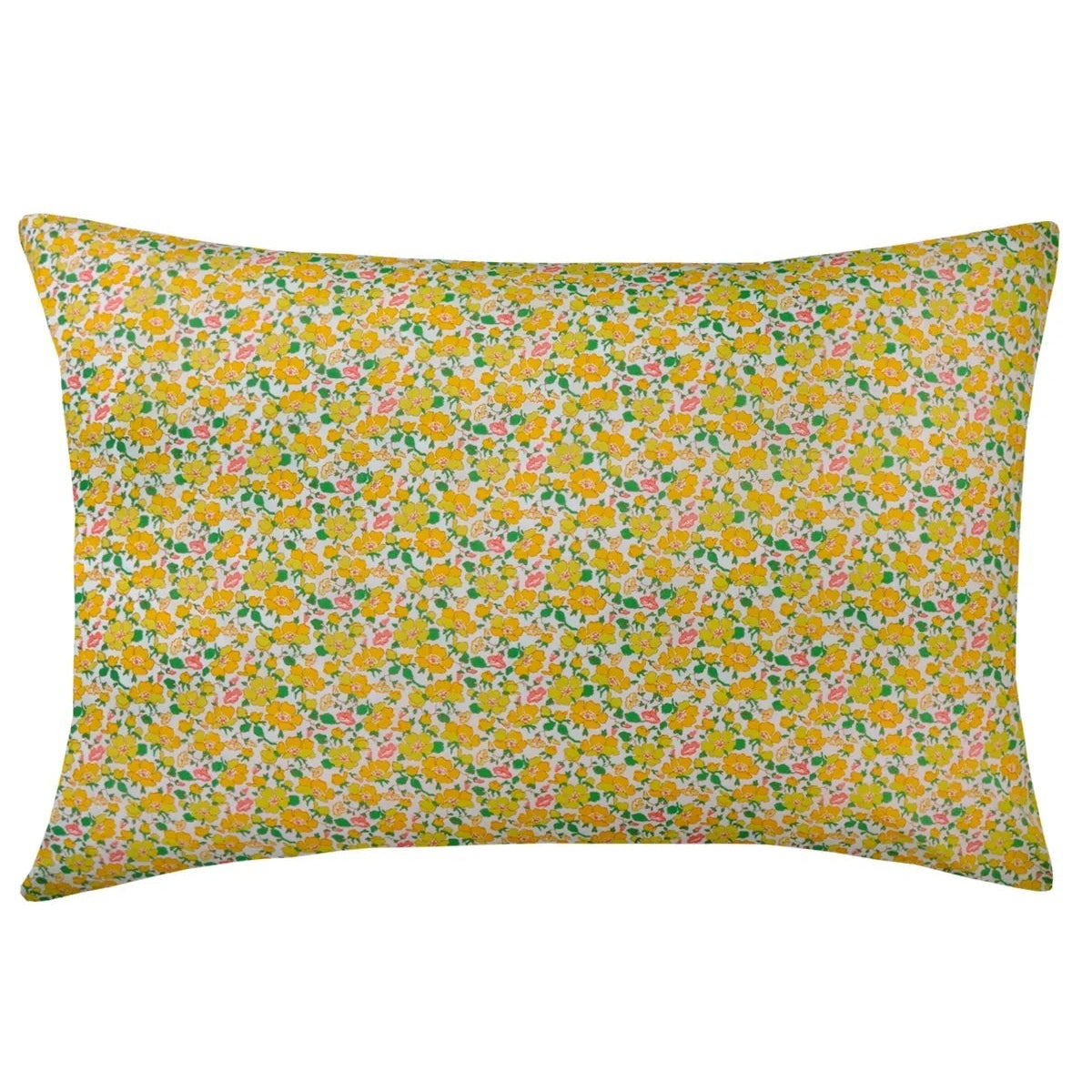 Floral patterned pillow on a white background