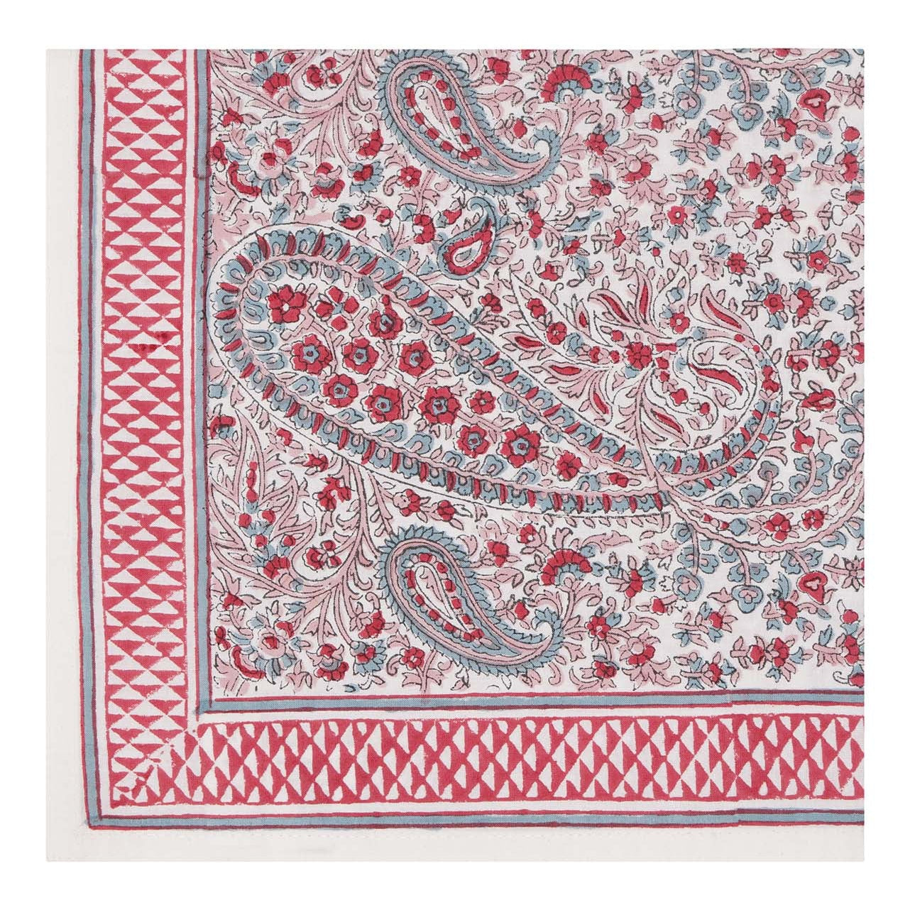 Block printed paisley Pink City Table Napkin in pinks and blues