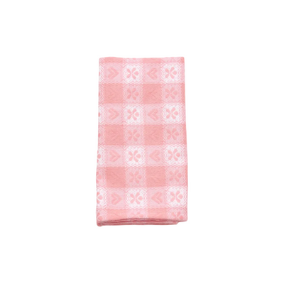 Pink Alpine Chalet Cotton Gingham Napkin, Set of 4, Italian Cotton, 50x50cm