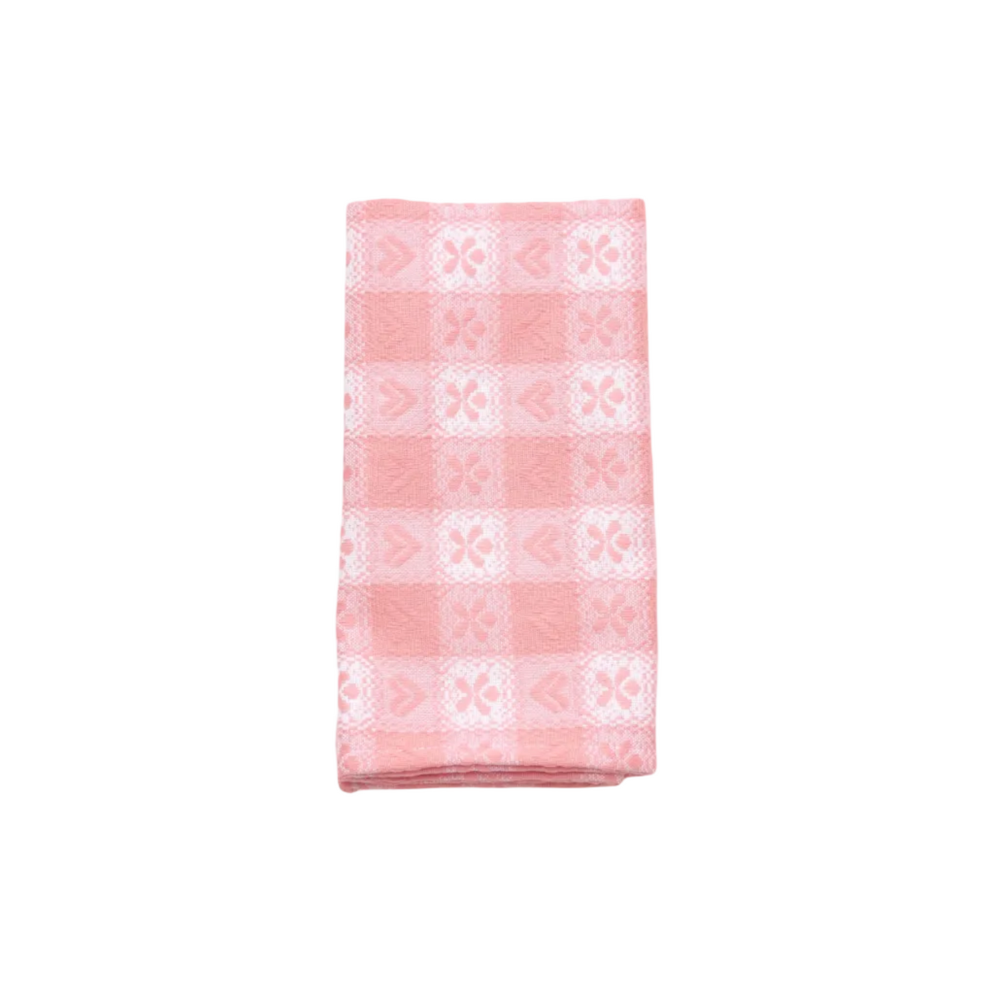 Pink Alpine Chalet Cotton Gingham Napkin, Set of 4, Italian Cotton, 50x50cm