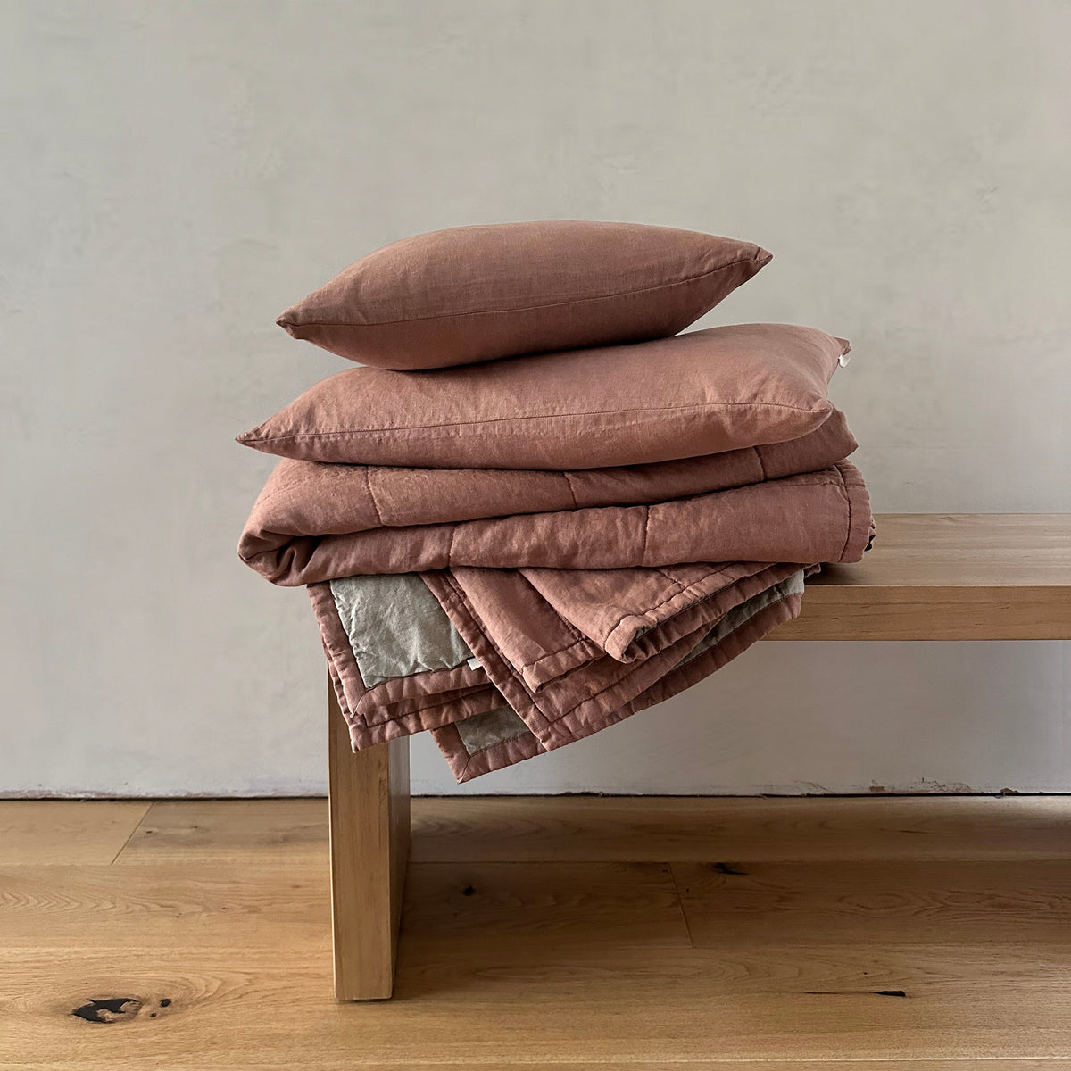Miller Linen Cushion Faded Blush Square - OEKO-TEX Certified