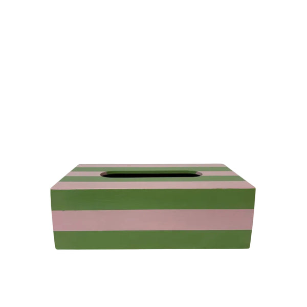 Pink & Light Green Hand-Painted Tissue Box Cover