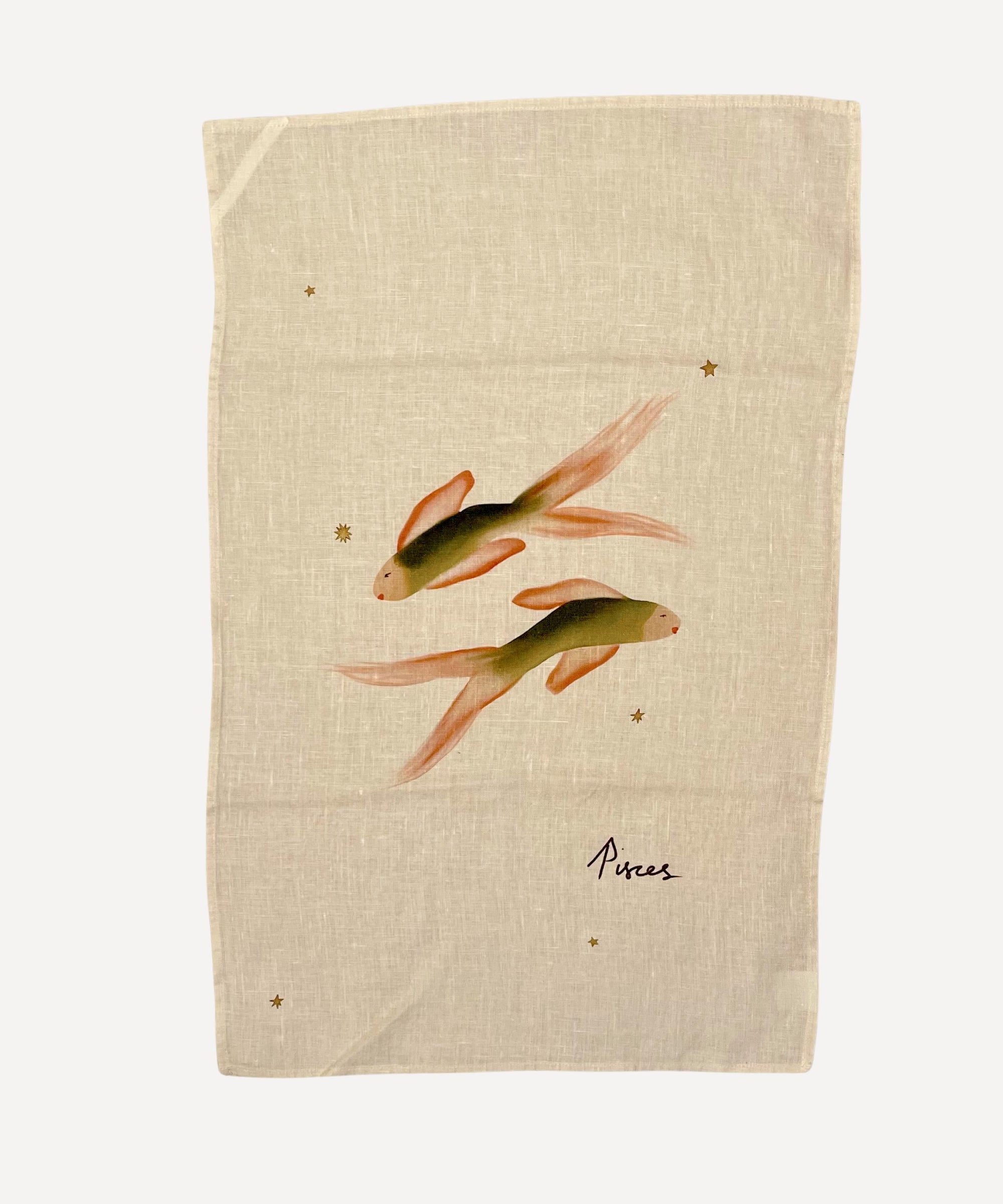 Linen Tea Towel "Pisces"