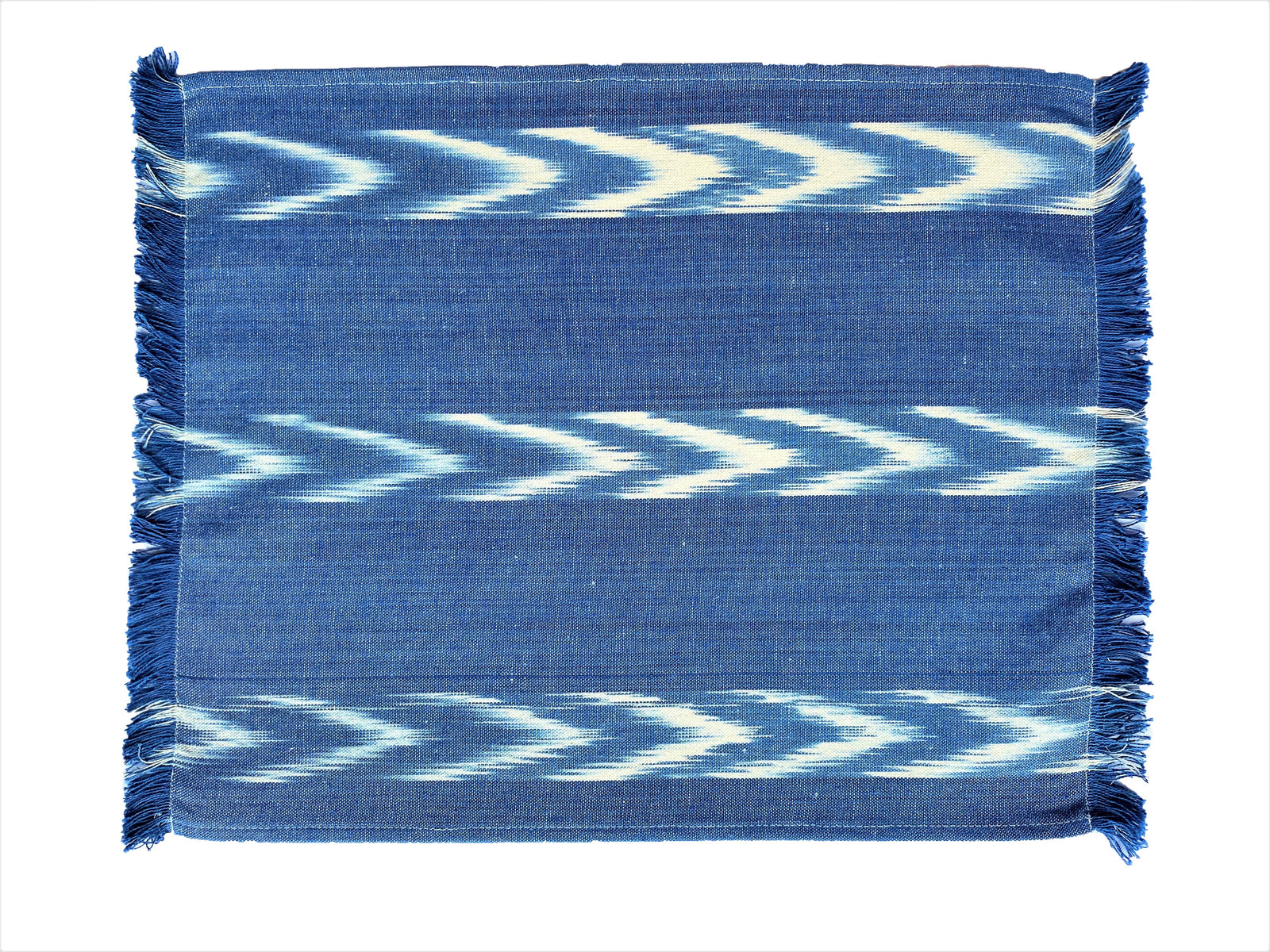 Fabric Placemat - Chambray With Three Ikat Chevron Stripes