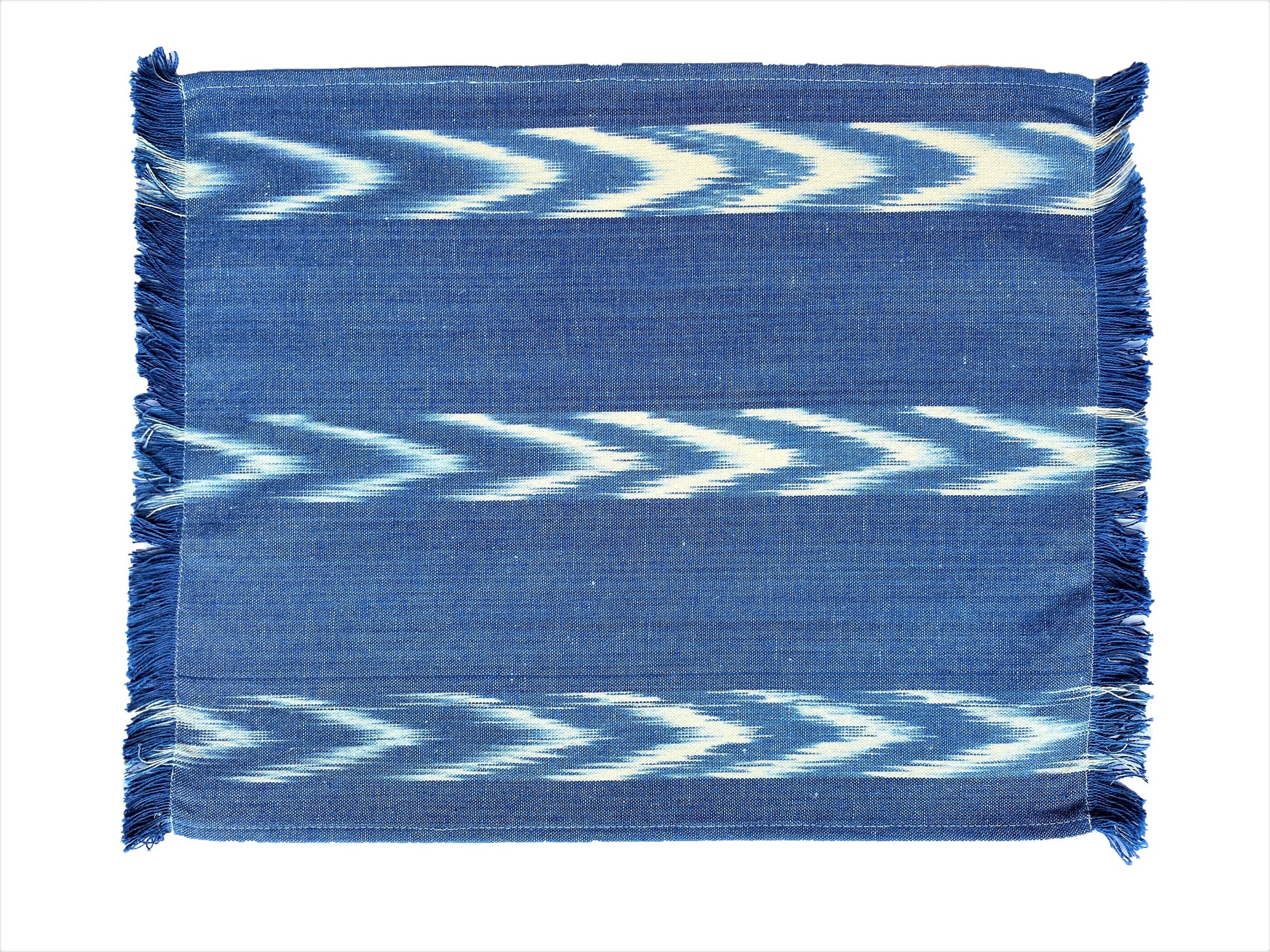 Fabric Placemat - Chambray With Three Ikat Chevron Stripes