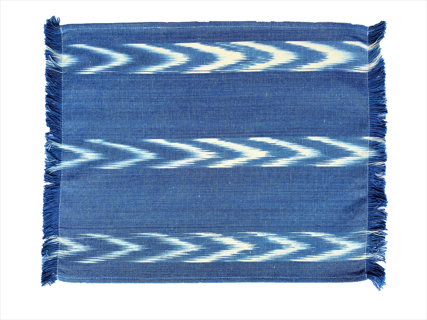 Fabric Placemat - Chambray With Three Ikat Chevron Stripes