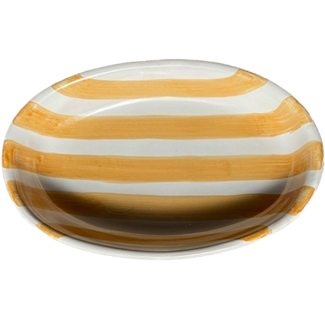 Oval Dish with Grooves, 25 cm, Ochre