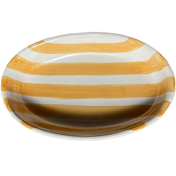 Oval Dish with Grooves, 25 cm, Ochre