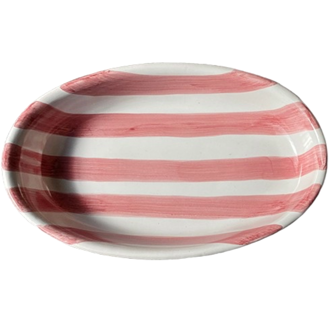 Oval Striped Deep Dish 25 cm – Pink