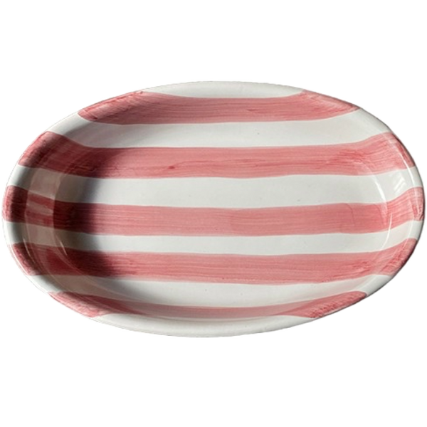 Oval Striped Deep Dish 25 cm – Pink