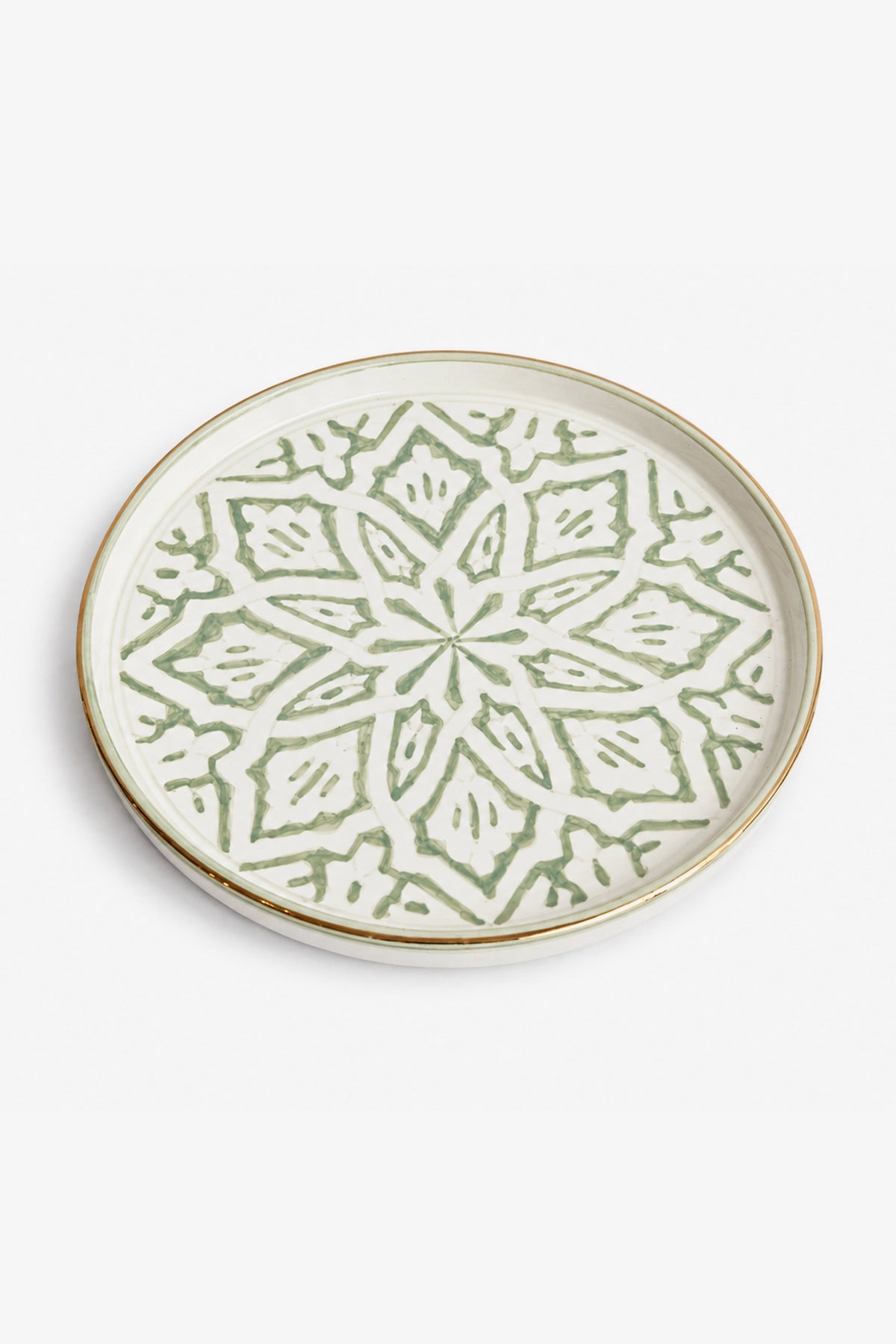Plat artisanal rond fassia mint 