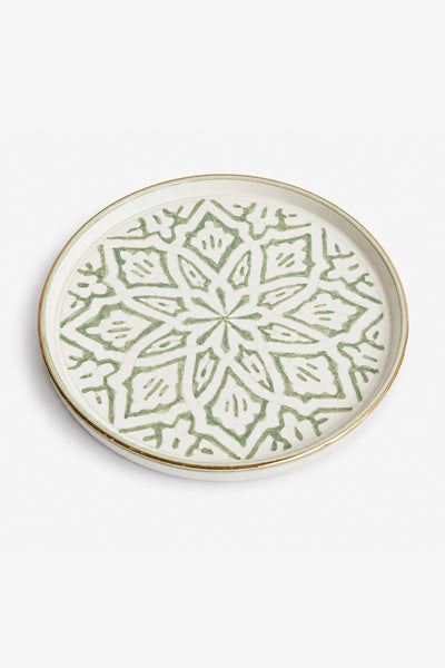 Plat artisanal rond fassia mint 