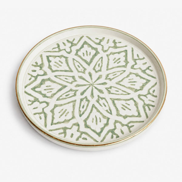 Plat artisanal rond fassia mint 