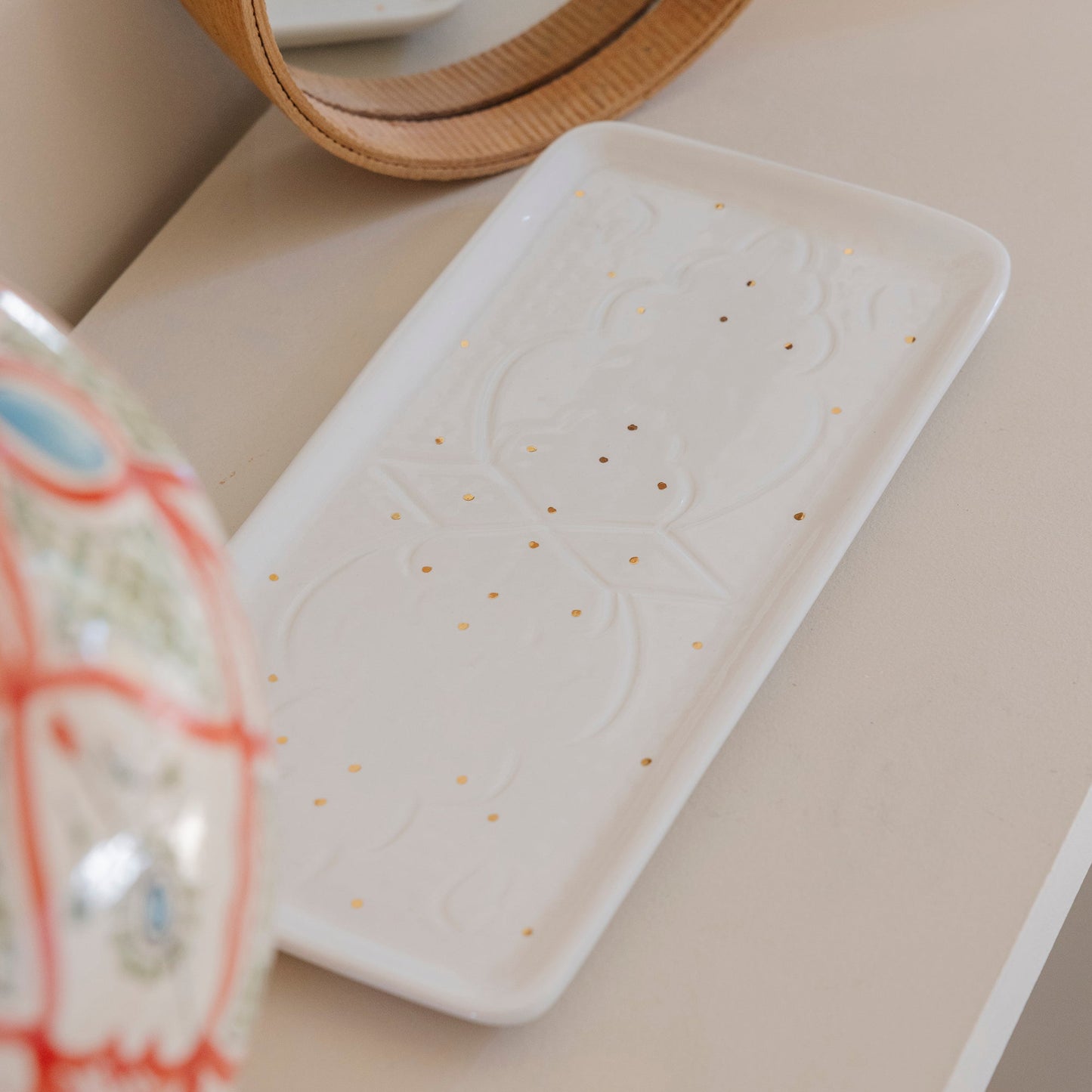 Long Decorative Tray - Empreinte Gold