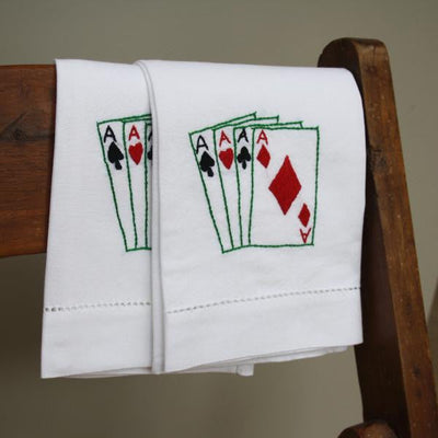 Cotton Hand Embroidered Playing Cards Hand Towel
