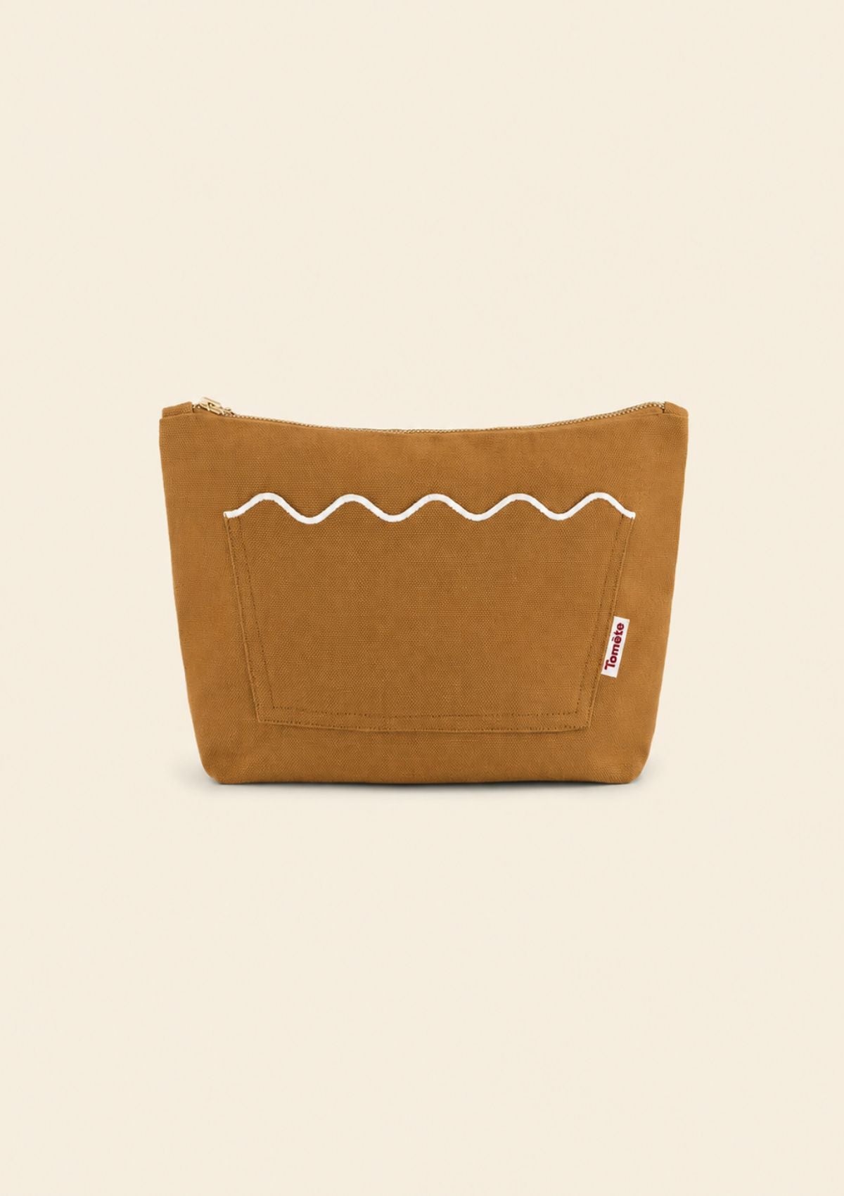 Wavy Pouch in Yellow Ochre & White